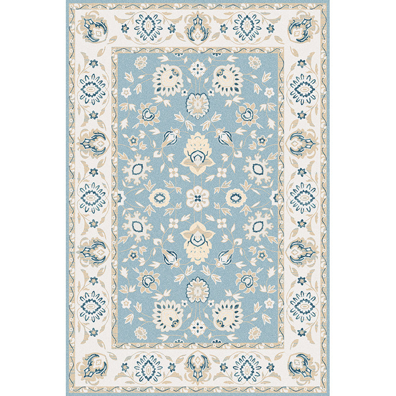 Vintage Living Room Rug Multi Colored Flower Printed Indoor Rug Polyster Easy Care Pet Friendly Carpet Blue Clearhalo 'Area Rug' 'Moroccan' 'Rugs' Rug' 2296167