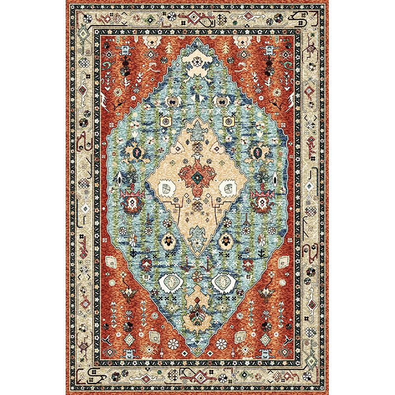 Vintage Living Room Rug Multi Colored Flower Printed Indoor Rug Polyster Easy Care Pet Friendly Carpet Copper Clearhalo 'Area Rug' 'Moroccan' 'Rugs' Rug' 2296170