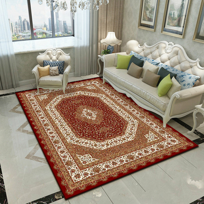 Nostalgia Floral Printed Rug Multi Color Synthetics Indoor Rug Non-Slip Backing Washable Carpet for Parlor Orange Red Clearhalo 'Area Rug' 'Rugs' 'Vintage' Rug' 2296195