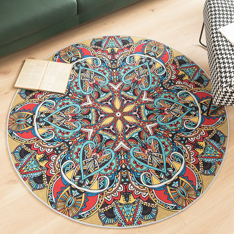 Multi-Colored Shabby Chic Rug Polyster Flower Printed Area Rug Anti-Slip Backing Easy Care Carpet for Living Room Blue Clearhalo 'Area Rug' 'Moroccan' 'Rugs' Rug' 2296224