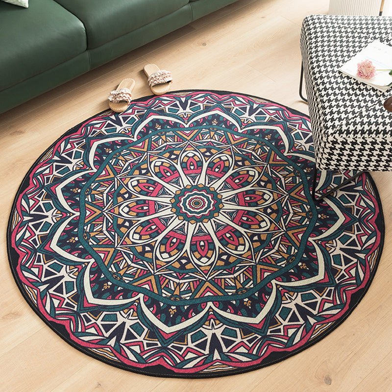 Multi-Colored Shabby Chic Rug Polyster Flower Printed Area Rug Anti-Slip Backing Easy Care Carpet for Living Room Navy Clearhalo 'Area Rug' 'Moroccan' 'Rugs' Rug' 2296226