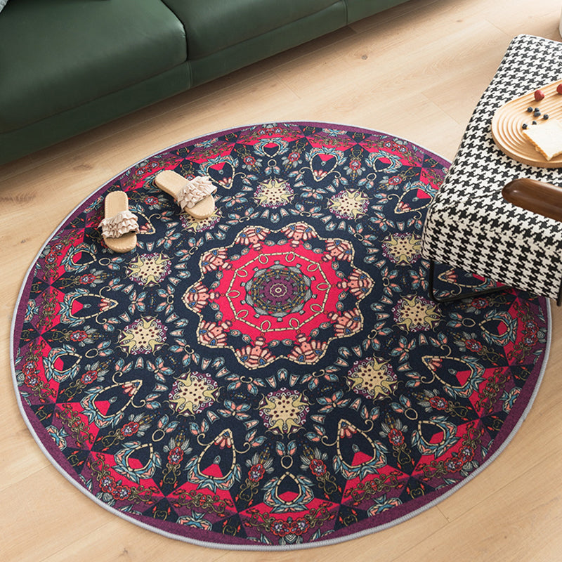 Multi-Colored Shabby Chic Rug Polyster Flower Printed Area Rug Anti-Slip Backing Easy Care Carpet for Living Room Red Clearhalo 'Area Rug' 'Moroccan' 'Rugs' Rug' 2296228