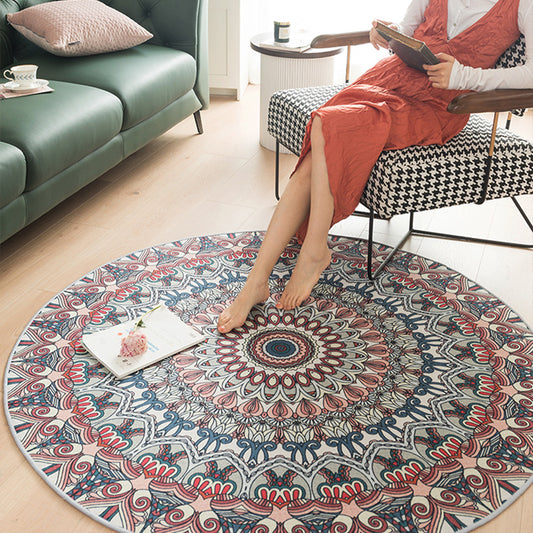 Multi-Colored Shabby Chic Rug Polyster Flower Printed Area Rug Anti-Slip Backing Easy Care Carpet for Living Room Clearhalo 'Area Rug' 'Moroccan' 'Rugs' Rug' 2296229