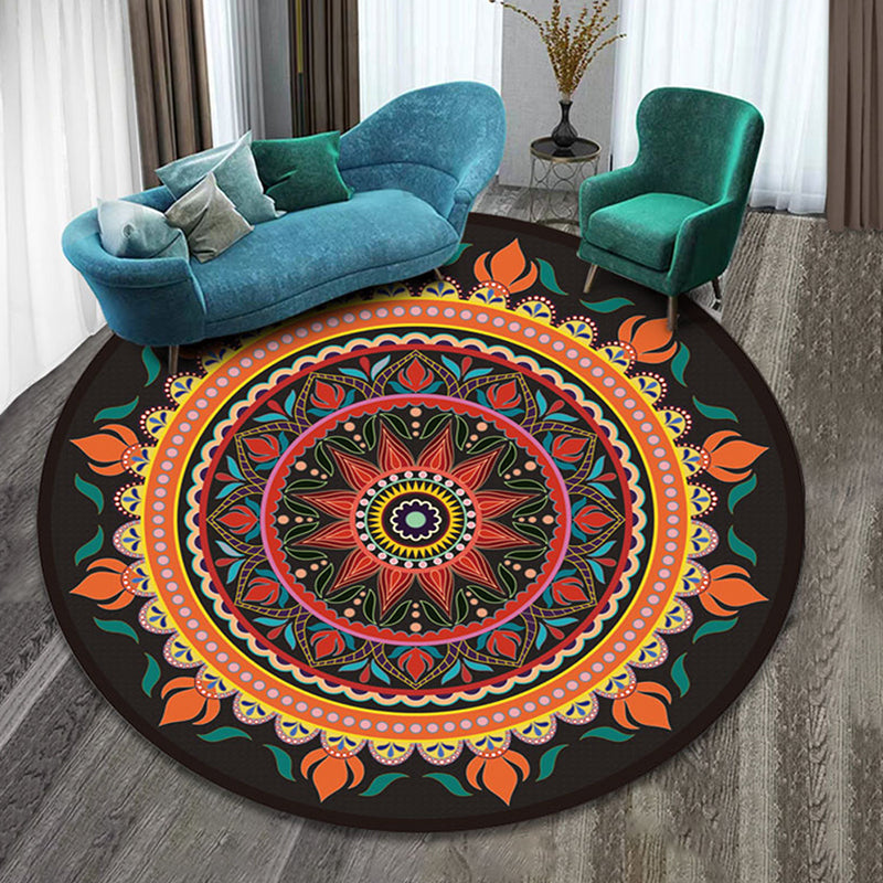 Designer Decoration Rug Multi Colored Floral Pattern Indoor Rug Synthetics Pet Friendly Washable Carpet Orange Clearhalo 'Area Rug' 'Moroccan' 'Rugs' Rug' 2296231