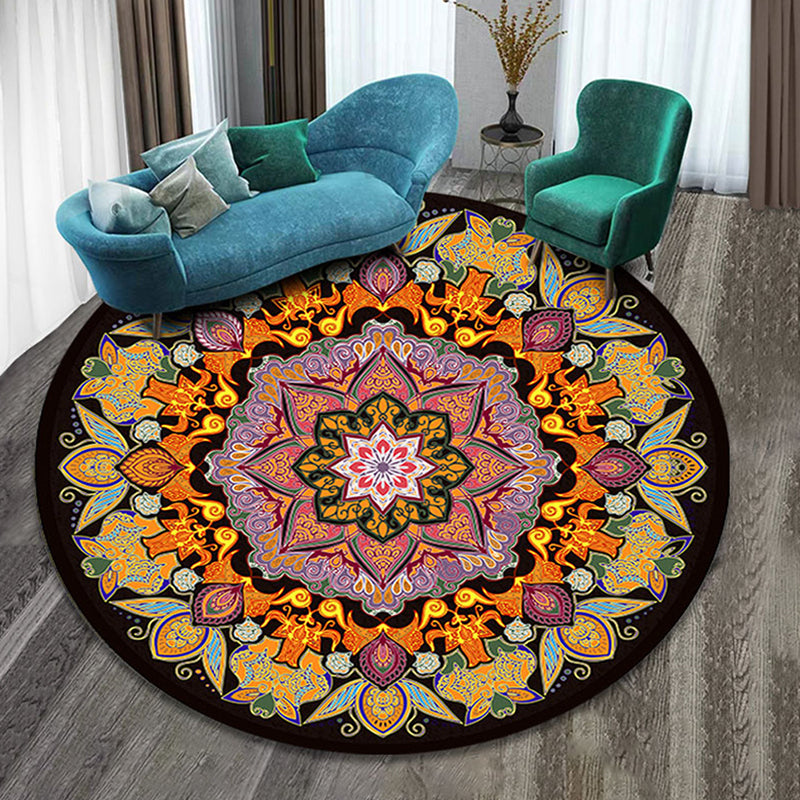 Designer Decoration Rug Multi Colored Floral Pattern Indoor Rug Synthetics Pet Friendly Washable Carpet Yellow-Red Clearhalo 'Area Rug' 'Moroccan' 'Rugs' Rug' 2296232