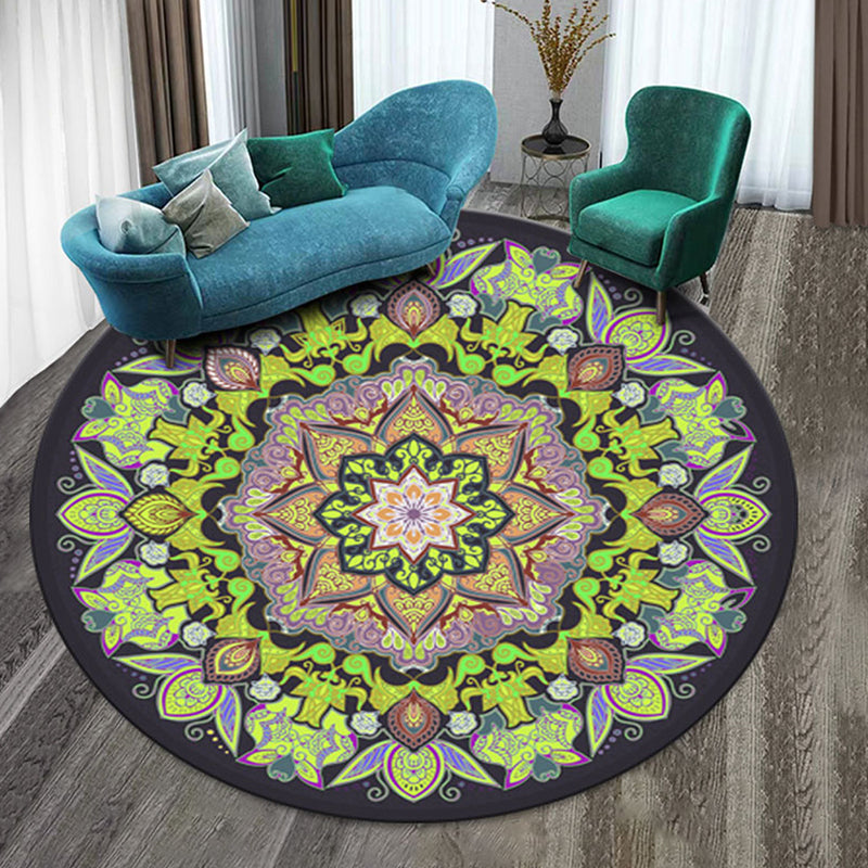 Designer Decoration Rug Multi Colored Floral Pattern Indoor Rug Synthetics Pet Friendly Washable Carpet Green Clearhalo 'Area Rug' 'Moroccan' 'Rugs' Rug' 2296236
