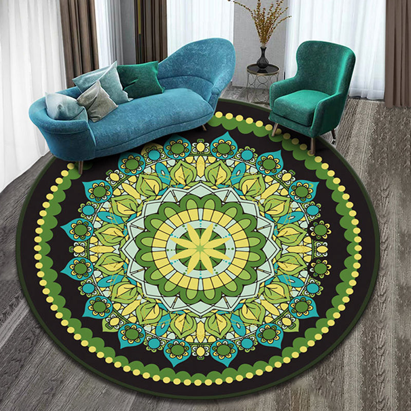 Designer Decoration Rug Multi Colored Floral Pattern Indoor Rug Synthetics Pet Friendly Washable Carpet Yellow-Green Clearhalo 'Area Rug' 'Moroccan' 'Rugs' Rug' 2296237