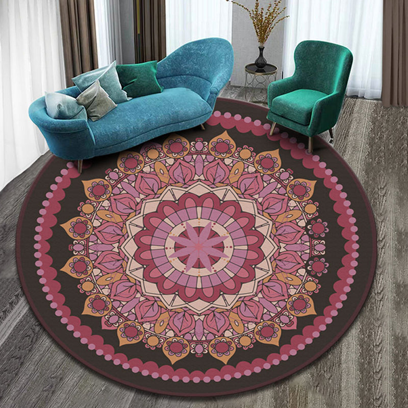 Designer Decoration Rug Multi Colored Floral Pattern Indoor Rug Synthetics Pet Friendly Washable Carpet Purple-Red Clearhalo 'Area Rug' 'Moroccan' 'Rugs' Rug' 2296238