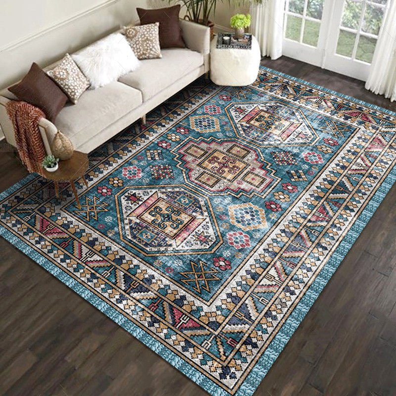 Moroccan Living Room Rug Multi Colored Geometric Pattern Indoor Rug Polyster Anti-Slip Backing Washable Carpet Clearhalo 'Area Rug' 'Moroccan' 'Rugs' Rug' 2296356