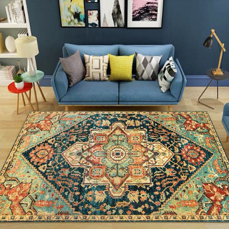Moroccan Living Room Rug Multi Colored Geometric Pattern Indoor Rug Polyster Anti-Slip Backing Washable Carpet Light Green 2'7" x 5'3" Clearhalo 'Area Rug' 'Moroccan' 'Rugs' Rug' 2296357