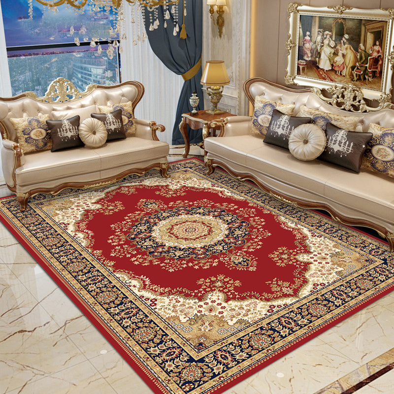 Moroccan Living Room Rug Multi Colored Geometric Pattern Indoor Rug Polyster Anti-Slip Backing Washable Carpet Red 2'7" x 5'3" Clearhalo 'Area Rug' 'Moroccan' 'Rugs' Rug' 2296366
