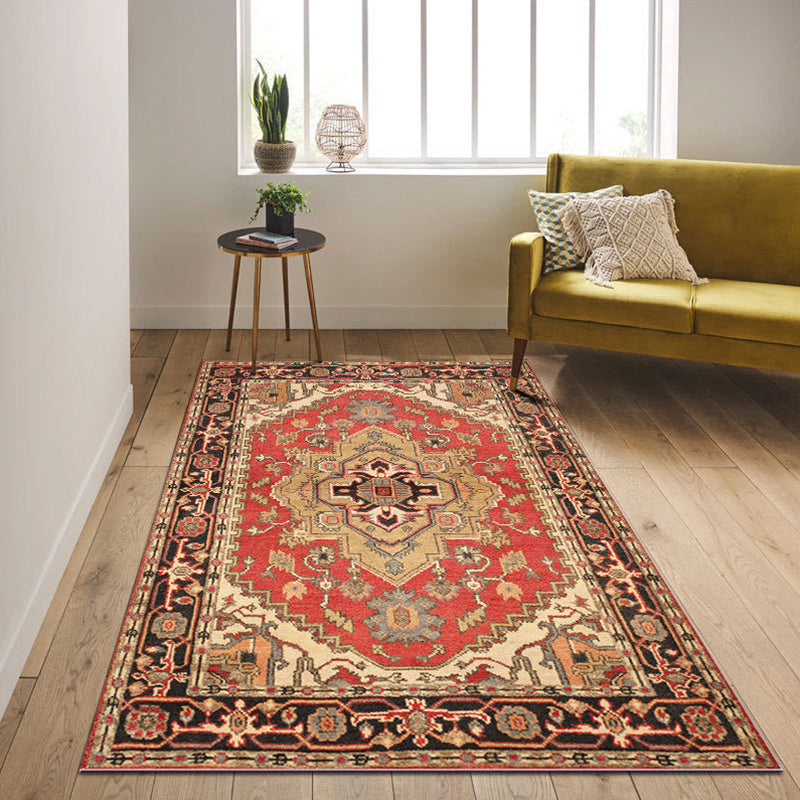 Persian Geometric Pattern Rug Multicolored Synthetics Area Rug Non-Slip Backing Easy Care Indoor Rug for Decor Orange Red Clearhalo 'Area Rug' 'Moroccan' 'Rugs' Rug' 2296387