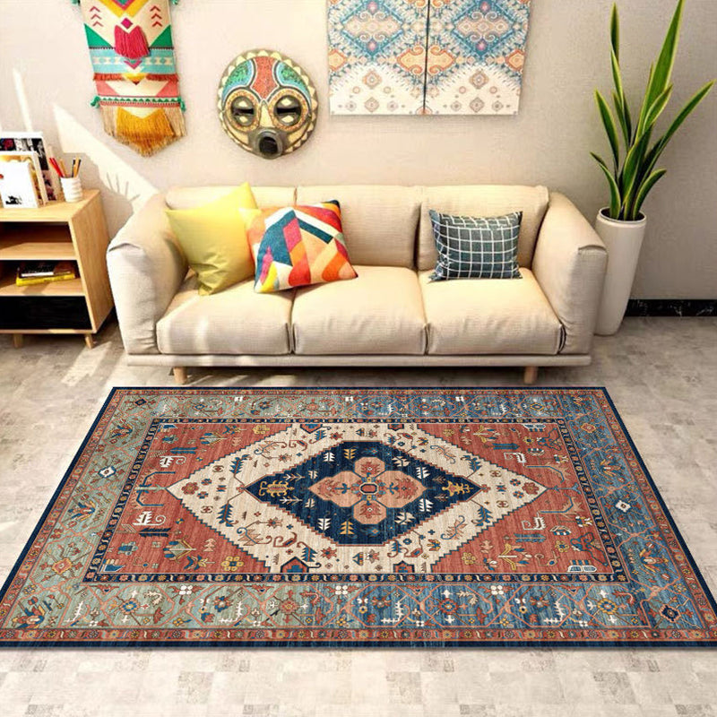 Persian Geometric Pattern Rug Multicolored Synthetics Area Rug Non-Slip Backing Easy Care Indoor Rug for Decor Brick Red Clearhalo 'Area Rug' 'Moroccan' 'Rugs' Rug' 2296390