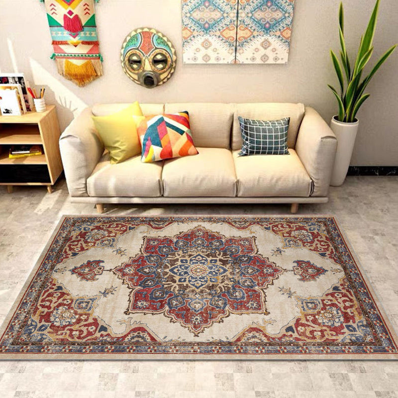 Persian Geometric Pattern Rug Multicolored Synthetics Area Rug Non-Slip Backing Easy Care Indoor Rug for Decor Brown Clearhalo 'Area Rug' 'Moroccan' 'Rugs' Rug' 2296391