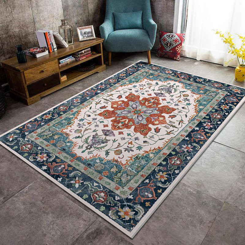 Persian Geometric Pattern Rug Multicolored Synthetics Area Rug Non-Slip Backing Easy Care Indoor Rug for Decor Blue-Green Clearhalo 'Area Rug' 'Moroccan' 'Rugs' Rug' 2296397