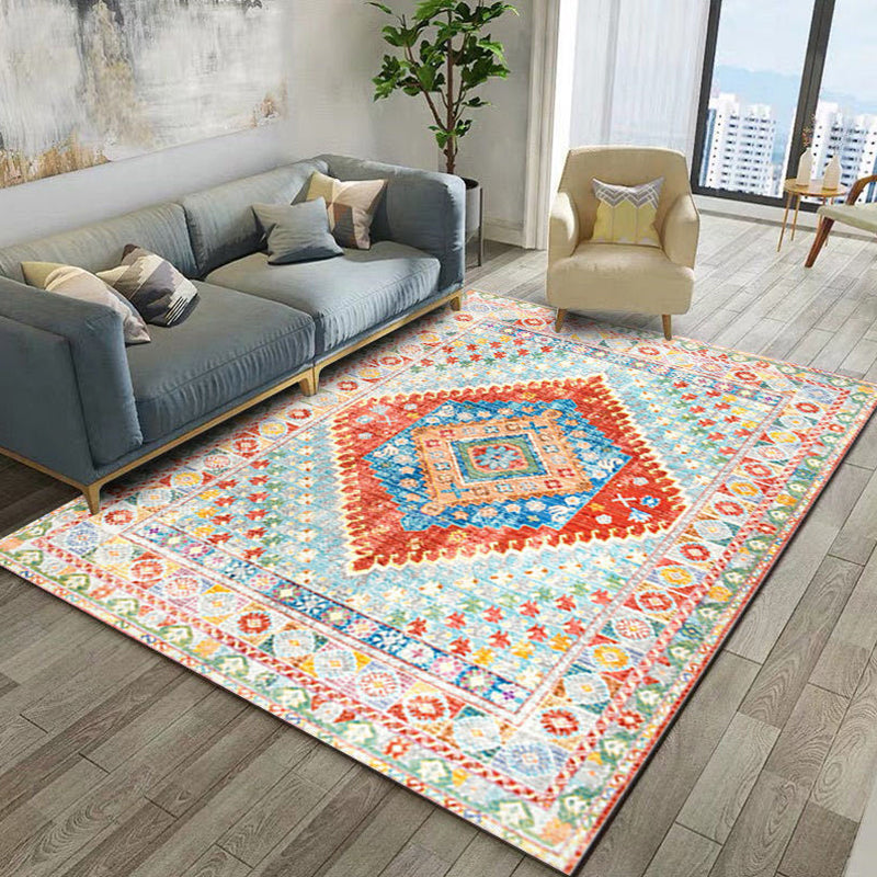 Persian Geometric Pattern Rug Multicolored Synthetics Area Rug Non-Slip Backing Easy Care Indoor Rug for Decor Orange Clearhalo 'Area Rug' 'Moroccan' 'Rugs' Rug' 2296398