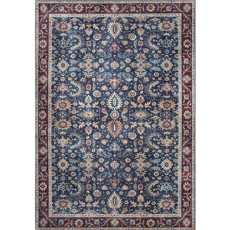 Vintage Living Room Rug Multi Colored Flower Printed Indoor Rug Polyster Pet Friendly Machine Washable Carpet Dark Blue Clearhalo 'Area Rug' 'Moroccan' 'Rugs' Rug' 2296417