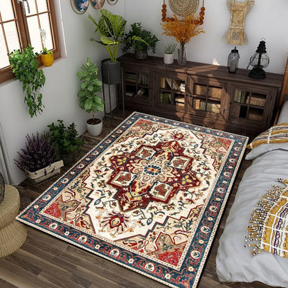 Multi Color Flower Rug Polyster Antique Area Carpet Anti-Slip Backing Pet Friendly Indoor Rug for Living Room Coffee Clearhalo 'Area Rug' 'Moroccan' 'Rugs' Rug' 2296434