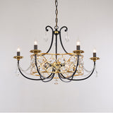 Metal Curved Arm Hanging Chandelier Country 9 Lights Dining Room Pendant Light in Gold Clearhalo 'Ceiling Lights' 'Chandeliers' Lighting' options 229663