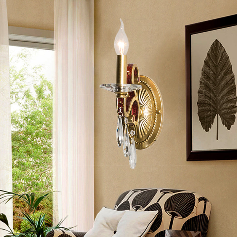 1 Light Metal Wall Lamp Country Style Gold Cone Bedroom Sconce Light Fixture with/without Shade Clearhalo 'Wall Lamps & Sconces' 'Wall Lights' Lighting' 229802