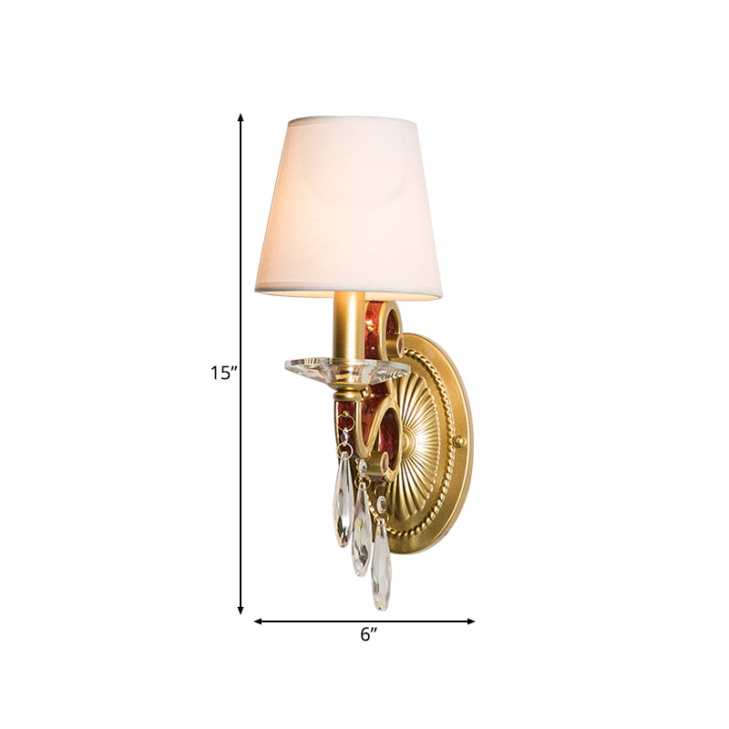 1 Light Metal Wall Lamp Country Style Gold Cone Bedroom Sconce Light Fixture with/without Shade Clearhalo 'Wall Lamps & Sconces' 'Wall Lights' Lighting' 229808