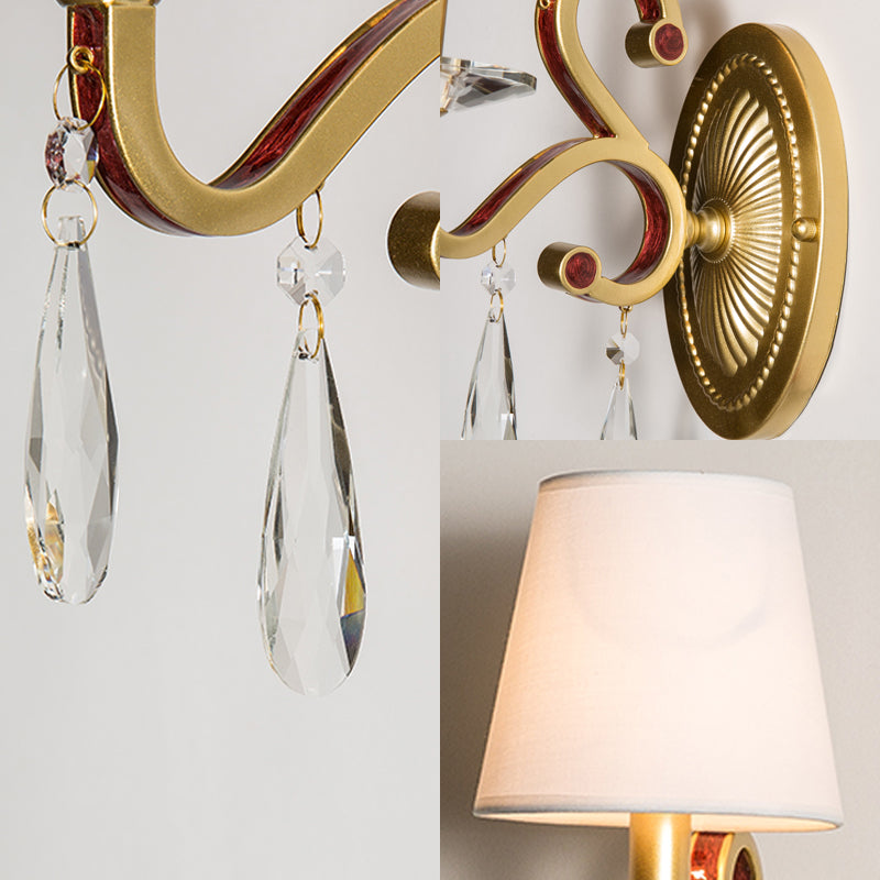 1 Light Metal Wall Lamp Country Style Gold Cone Bedroom Sconce Light Fixture with/without Shade Clearhalo 'Wall Lamps & Sconces' 'Wall Lights' Lighting' 229809