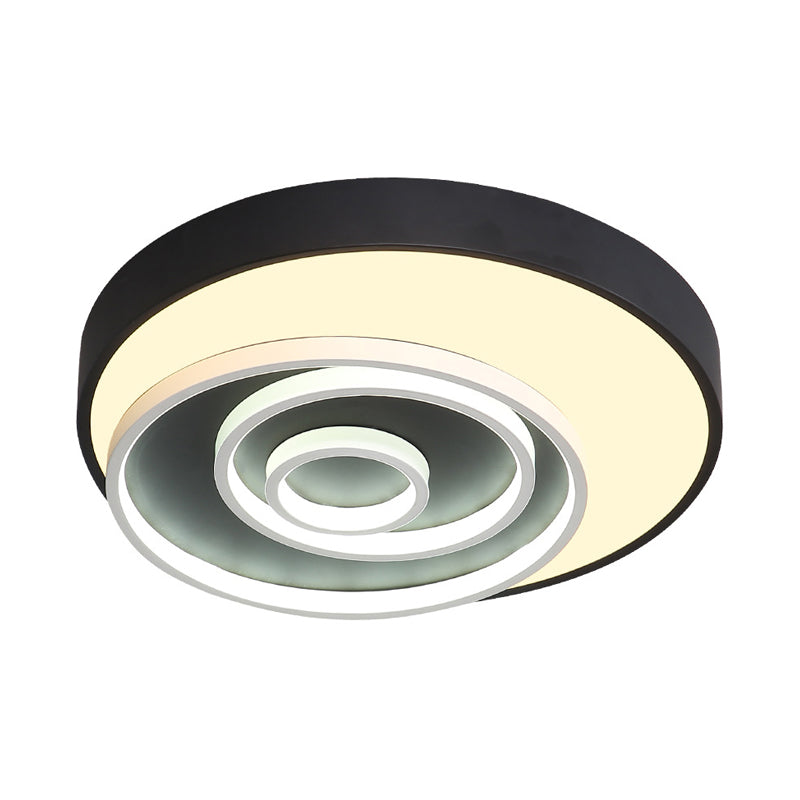 Led Bedroom Flush Mount Lamp with Circle Ring Acrylic Shade Modernist Black Flush Mount Ceiling Light Fixture in White/Warm Light, 16"/19.5" Wide Clearhalo 'Ceiling Lights' 'Close To Ceiling Lights' 'Close to ceiling' 'Flush mount' Lighting' 229847