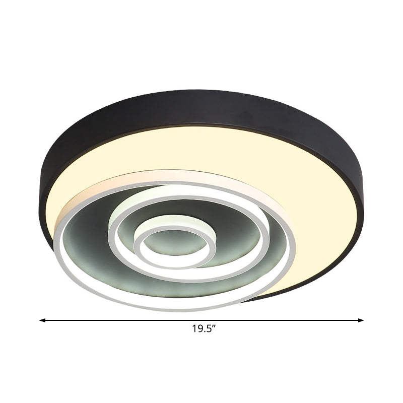 Led Bedroom Flush Mount Lamp with Circle Ring Acrylic Shade Modernist Black Flush Mount Ceiling Light Fixture in White/Warm Light, 16"/19.5" Wide Clearhalo 'Ceiling Lights' 'Close To Ceiling Lights' 'Close to ceiling' 'Flush mount' Lighting' 229849