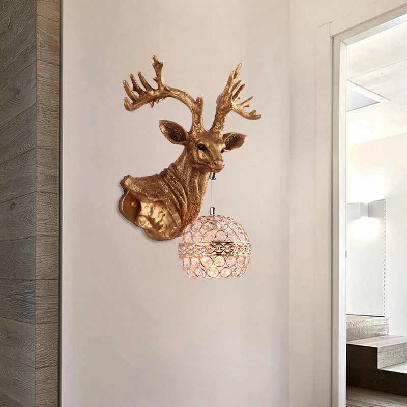 Elk Living Room Wall Light Fixture Rustic Metal 1 Light Antique Brass Sconce Lamp, Right/Left Antique Brass Right Clearhalo 'Wall Lamps & Sconces' 'Wall Lights' Lighting' 229876