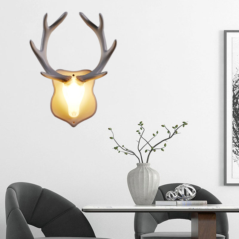 Resin White/Blue Sconce Light Fixture Deer LED Rustic Wall Mounted Lighting in Black/White for Living Room White White Clearhalo 'Wall Lamps & Sconces' 'Wall Lights' Lighting' 229892