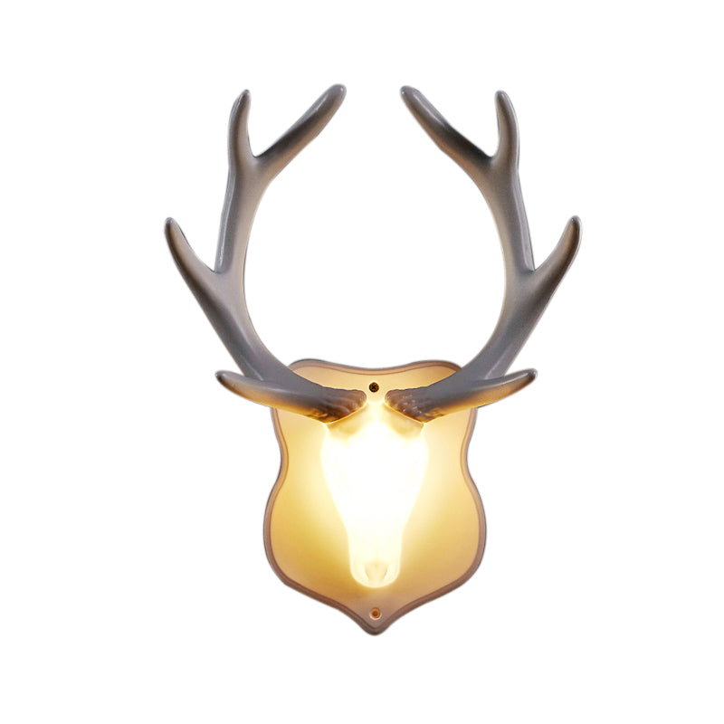 Resin White/Blue Sconce Light Fixture Deer LED Rustic Wall Mounted Lighting in Black/White for Living Room Clearhalo 'Wall Lamps & Sconces' 'Wall Lights' Lighting' 229894