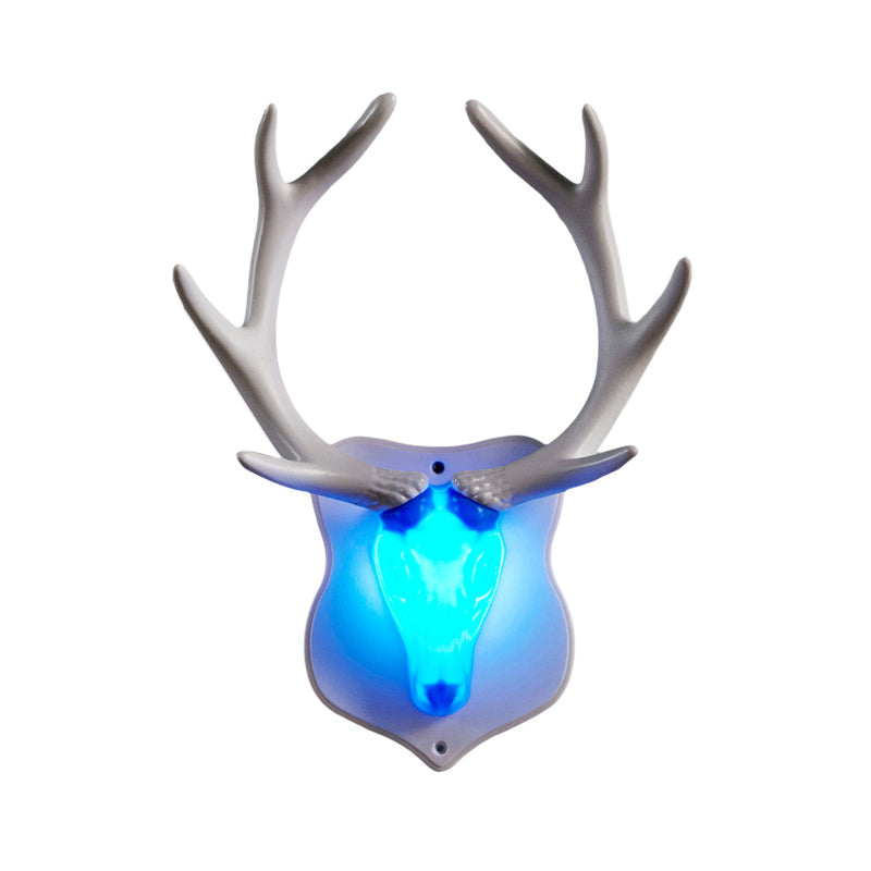 Resin White/Blue Sconce Light Fixture Deer LED Rustic Wall Mounted Lighting in Black/White for Living Room Clearhalo 'Wall Lamps & Sconces' 'Wall Lights' Lighting' 229898