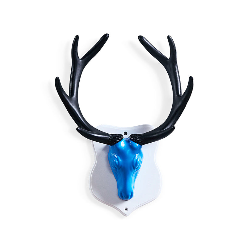 Resin White/Blue Sconce Light Fixture Deer LED Rustic Wall Mounted Lighting in Black/White for Living Room Clearhalo 'Wall Lamps & Sconces' 'Wall Lights' Lighting' 229904