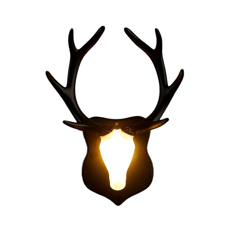 LED Deer Wall Lamp Country White/Blue Resin Sconce Light Fixture for Living Room with White/Black Antler Clearhalo 'Wall Lamps & Sconces' 'Wall Lights' Lighting' 229911