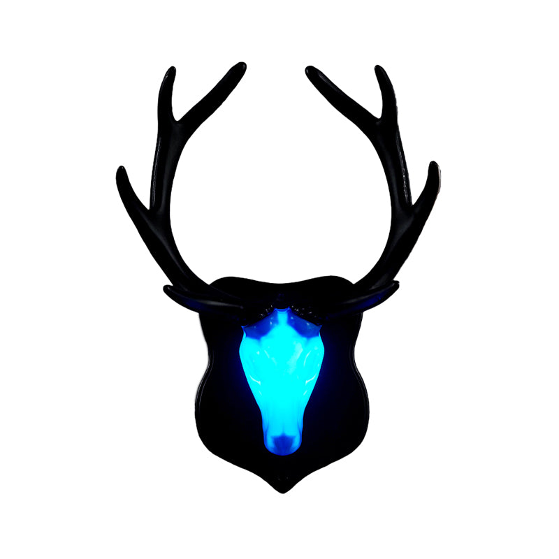 LED Deer Wall Lamp Country White/Blue Resin Sconce Light Fixture for Living Room with White/Black Antler Clearhalo 'Wall Lamps & Sconces' 'Wall Lights' Lighting' 229917