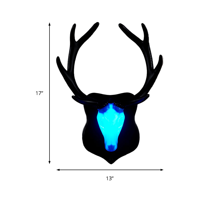 LED Deer Wall Lamp Country White/Blue Resin Sconce Light Fixture for Living Room with White/Black Antler Clearhalo 'Wall Lamps & Sconces' 'Wall Lights' Lighting' 229918