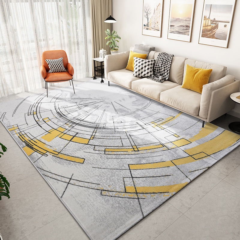 Comfort Living Room Rug Multi Colored Stripe Pattern Indoor Rug Polypropylene Pet Friendly Easy Care Area Carpet Yellow-Gray Clearhalo 'Area Rug' 'Modern' 'Rugs' Rug' 2300047