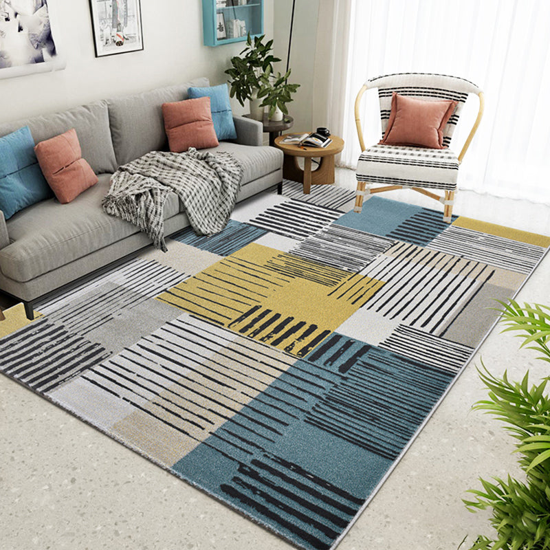 Comfort Living Room Rug Multi Colored Stripe Pattern Indoor Rug Polypropylene Pet Friendly Easy Care Area Carpet Blue 6'7" x 9'2" Clearhalo 'Area Rug' 'Modern' 'Rugs' Rug' 2300050