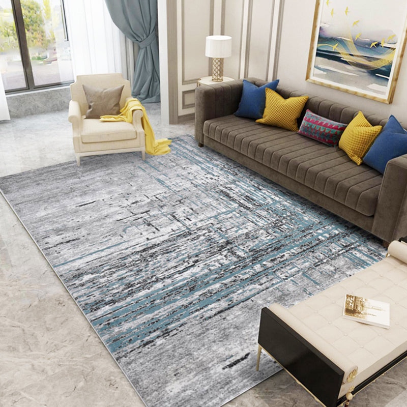 Comfort Living Room Rug Multi Colored Stripe Pattern Indoor Rug Polypropylene Pet Friendly Easy Care Area Carpet Smoke Gray 6'7" x 9'2" Clearhalo 'Area Rug' 'Modern' 'Rugs' Rug' 2300052