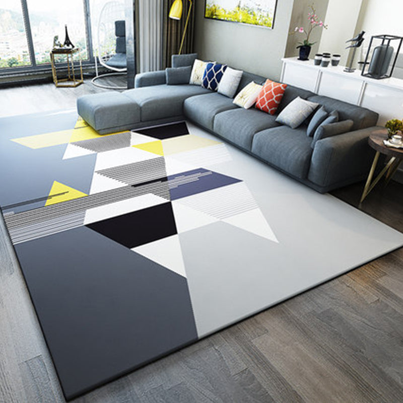 Scandinavian Living Room Rug Multi Colored Geometric Print Area Carpet Polyster Non-Slip Backing Easy Care Area Rug Grey Clearhalo 'Area Rug' 'Modern' 'Rugs' Rug' 2300063