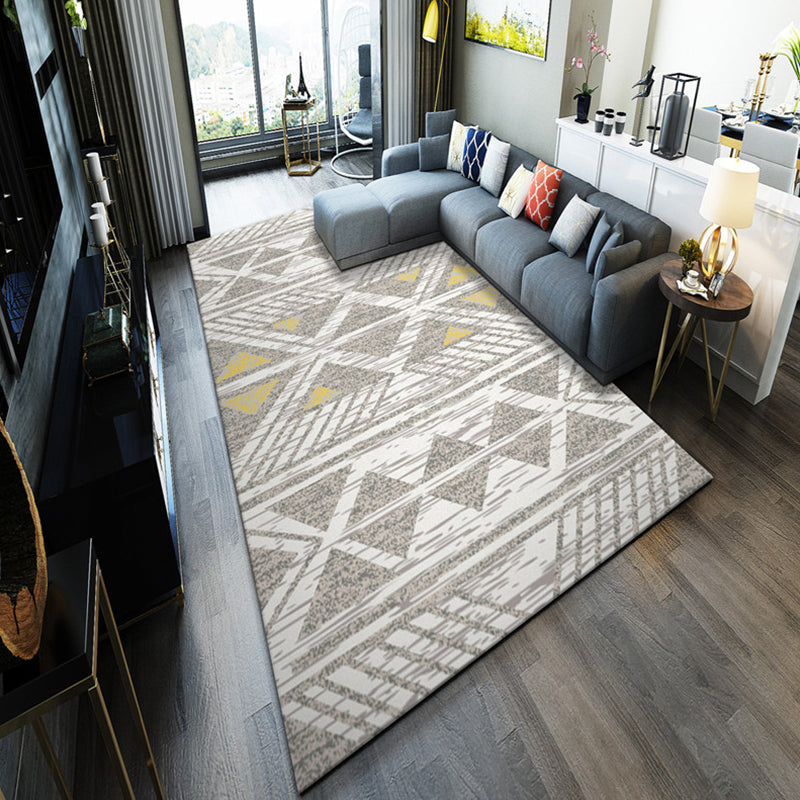 Scandinavian Living Room Rug Multi Colored Geometric Print Area Carpet Polyster Non-Slip Backing Easy Care Area Rug Brown Clearhalo 'Area Rug' 'Modern' 'Rugs' Rug' 2300069