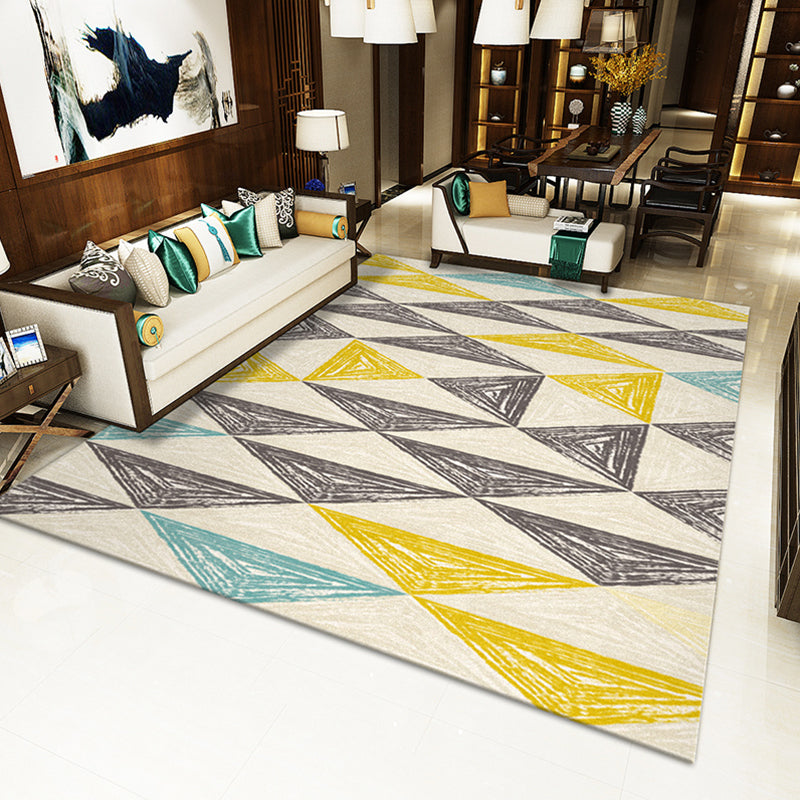 Scandinavian Living Room Rug Multi Colored Geometric Print Area Carpet Polyster Non-Slip Backing Easy Care Area Rug Gray-Yellow Clearhalo 'Area Rug' 'Modern' 'Rugs' Rug' 2300073