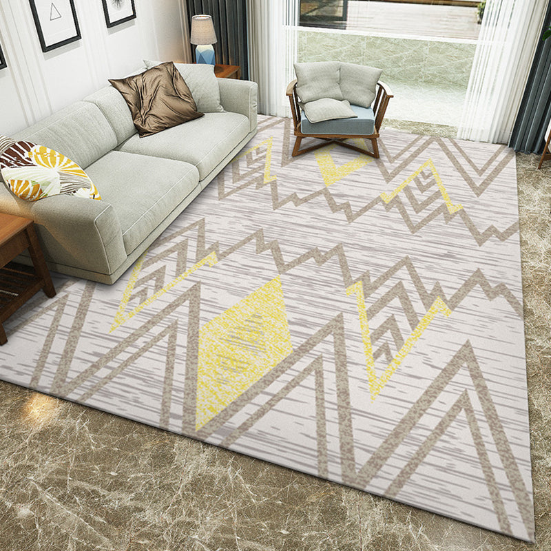 Scandinavian Living Room Rug Multi Colored Geometric Print Area Carpet Polyster Non-Slip Backing Easy Care Area Rug Khaki Clearhalo 'Area Rug' 'Modern' 'Rugs' Rug' 2300077