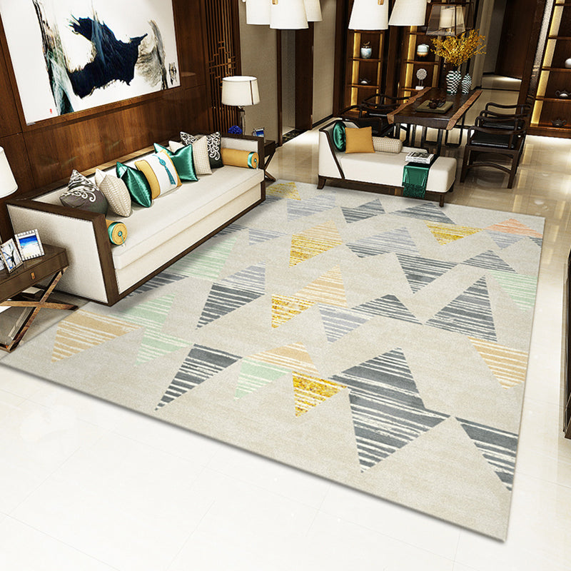 Scandinavian Living Room Rug Multi Colored Geometric Print Area Carpet Polyster Non-Slip Backing Easy Care Area Rug Beige Clearhalo 'Area Rug' 'Modern' 'Rugs' Rug' 2300078