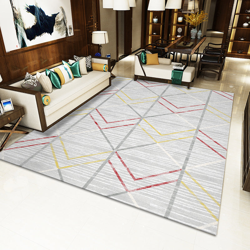 Scandinavian Living Room Rug Multi Colored Geometric Print Area Carpet Polyster Non-Slip Backing Easy Care Area Rug Cream Gray Clearhalo 'Area Rug' 'Modern' 'Rugs' Rug' 2300079