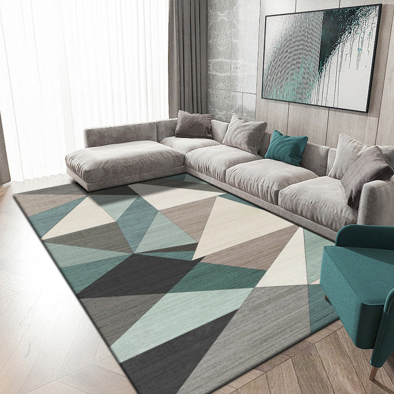 Novelty Living Room Rug Multi Colored Geometric Indoor Rug Polypropylene Non-Slip Backing Pet Friendly Carpet Green Clearhalo 'Area Rug' 'Modern' 'Rugs' Rug' 2300095