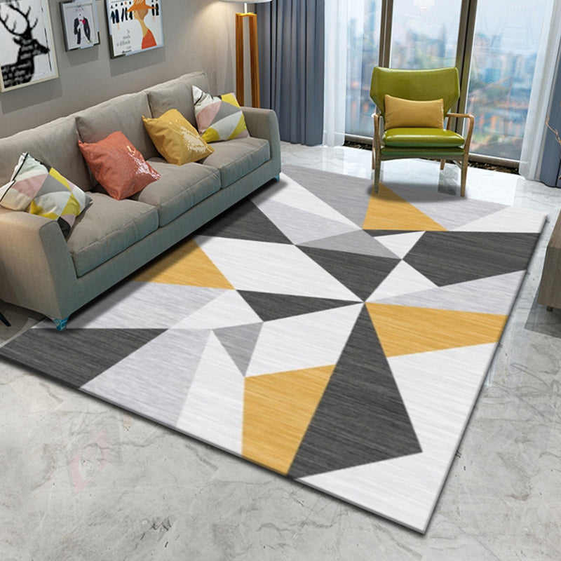 Novelty Living Room Rug Multi Colored Geometric Indoor Rug Polypropylene Non-Slip Backing Pet Friendly Carpet Gray-Yellow Clearhalo 'Area Rug' 'Modern' 'Rugs' Rug' 2300097