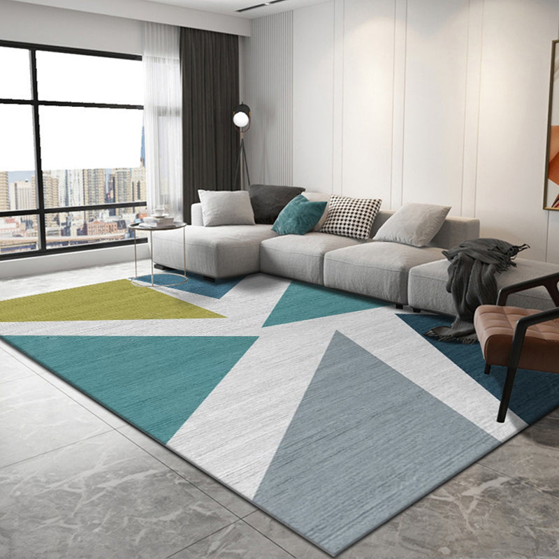 Novelty Living Room Rug Multi Colored Geometric Indoor Rug Polypropylene Non-Slip Backing Pet Friendly Carpet Aqua Clearhalo 'Area Rug' 'Modern' 'Rugs' Rug' 2300099