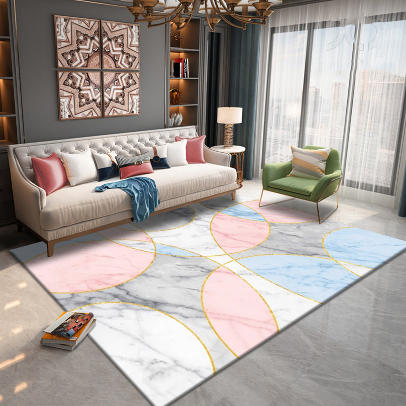 Novelty Living Room Rug Multi Colored Geometric Indoor Rug Polypropylene Non-Slip Backing Pet Friendly Carpet Pink-Blue Clearhalo 'Area Rug' 'Modern' 'Rugs' Rug' 2300106