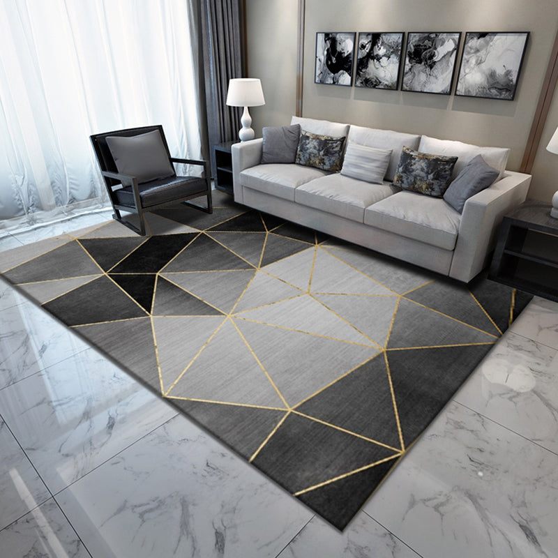 Novelty Living Room Rug Multi Colored Geometric Indoor Rug Polypropylene Non-Slip Backing Pet Friendly Carpet Dark Gray-Black Clearhalo 'Area Rug' 'Modern' 'Rugs' Rug' 2300108